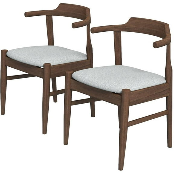 Buford Mid-Century Modern Polyester Blend Fabric Dining Chair in Gray (Set of 2)