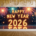 thumbnail image 5 of Decorative Design New Year Banner Colorful Theme Celebration Banner Balloon Decoration Fireworks Party Banner for New Year Party Festival Gathering Event, 5 of 5