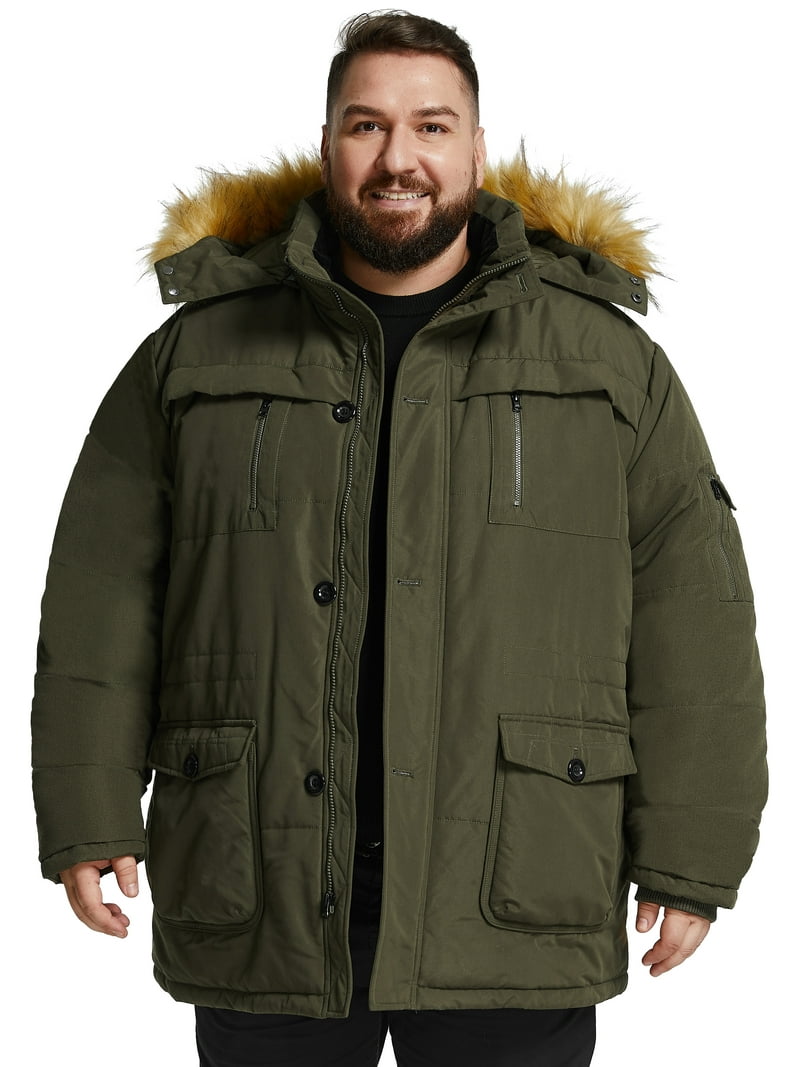 Soularge Men's Big and Tall Insulated Hooded Parka Jacket, Winter