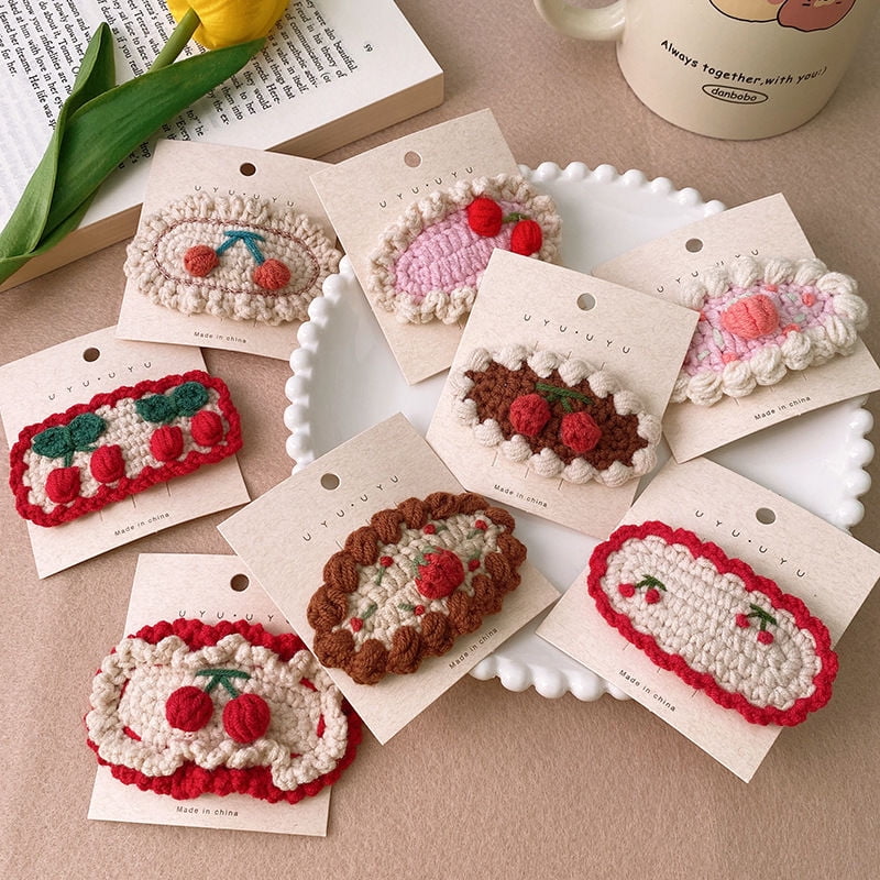 Pack of 20,  Handmade 2-2.8 inch Length Lovely Mix Style/Color Crochet Knitting Wool Lace Hair Clips for Girl,Woman,Festival Gift,Prizes, Donations