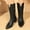 #034-Black, variant on Comfortable Lift Mid-Calf Boots For Women Pointed Toe Thick-Soled Vintage Style Low Heel Ankle Boots Black/Brown