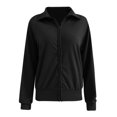 thumbnail image 2 of Vedolay Women's Fall Tops Womens Casual Jackets Distresse Oversized Stretch Button Up Cropped Casual Jacket,Black M, 2 of 4