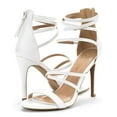 thumbnail image 4 of Dream Pairs Womens Heeled Strappy Sandals Dress Shoes Open Toe Ankle Back Zipper Sandals SHOW WHITE/PU Size 5.5, 4 of 7