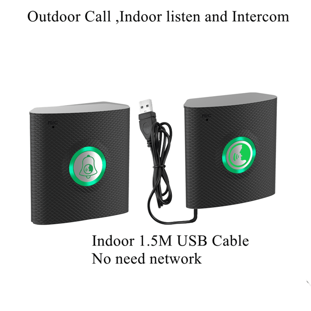Wireless Long Distance Voice Intercom Full Duplex Door Phone Two Way Audio Doorbell Welcome Chime Elderly Bell White,1 pairs x Smart intercom doorbell,White