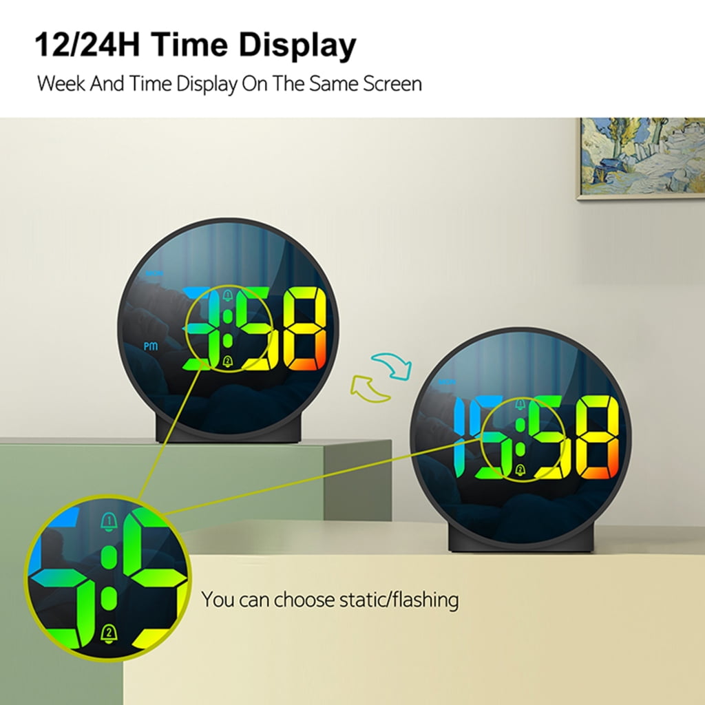 Zeiwohndc Modern LED Digital Bedroom Table Clock 12/24H with Snooze Calendar Functrion