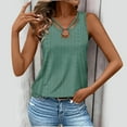 thumbnail image 2 of Baberdicy Cutout Sleeveless Tank Top - Women's Summer Casual V-Neck Strappy Blouse, Breathable Going Out Tee with Eyelet Details (Green 1 | 3XL), 2 of 8