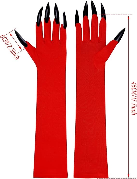 Halloween Claw Gloves with Long Fake Nails for Costume Parties and Stage Performances