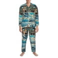 thumbnail image 3 of Sikiie Comic Airplane Cockpit Illustration Mens Pajama Set, Soft Warm Long Sleeve Sleepwear, Cozy Button-Down Pjs for Men-Large, 3 of 7