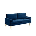 thumbnail image 6 of 65-Inch Navy Velvet Loveseat Sofa with Cushions, Modern Minimalist Metal Legs, Comfortable 2-Seater for Living Room or Bedroom, Stylish Soft Fabric Couch, 6 of 6