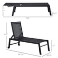 thumbnail image 5 of Outdoor Lounge Chair, Patio Lounger With 5-Position Reclining Backrest And 2 Wheels For Poolside, Beach, Lawn, Black, 5 of 5