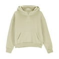 thumbnail image 4 of CYRBOKO Girls Sweatshirts, Long Sleeve Half Zip Hooded Fall and Winter Pullover with Pocket Beige Size 5-14 T, 4 of 8