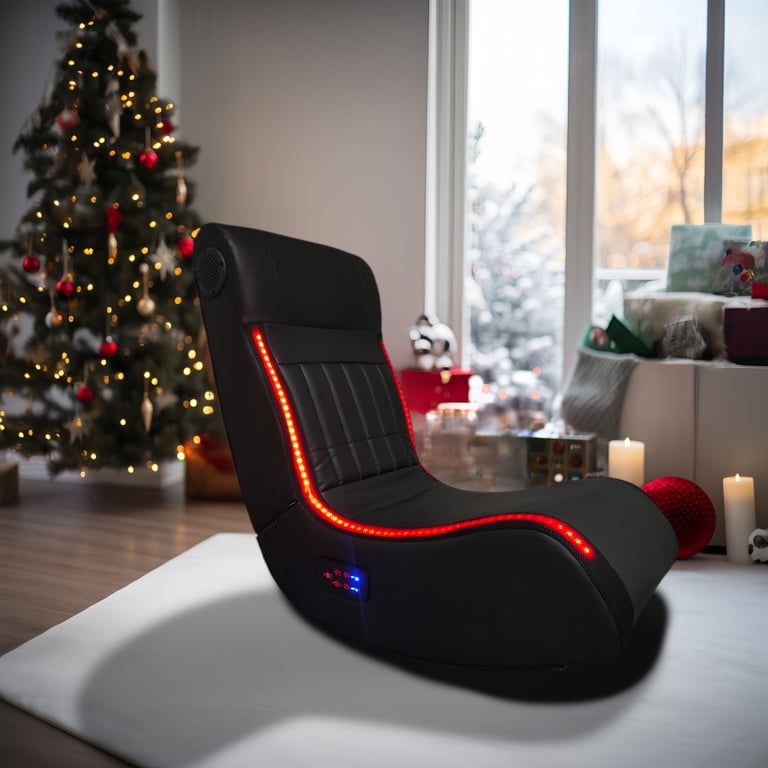 Floor Gaming Chair, Modern High-Back Gamer Chair with Onboard  Speakers, Led Strip Lighting, Bluetooth Music Speakers, Vibration Massage,  USB