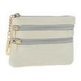 thumbnail image 3 of Unique Bargains 1 Pc Coin Purse Wallet Portable Three Zipper Pocket With Pattern Buckle Coin Purse Pouch Beige White, 3 of 5