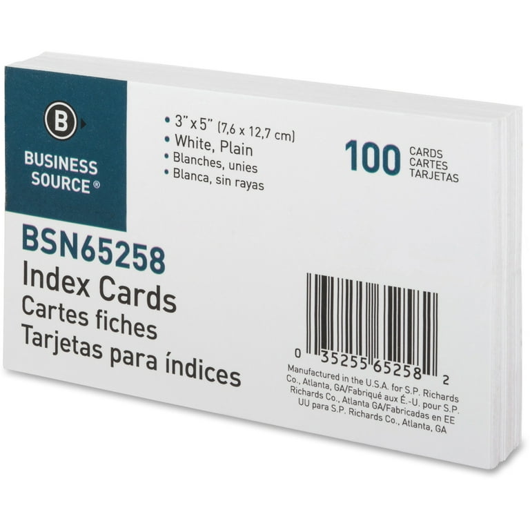 Business Source Plain Index Cards - 5 Business Source Plain Index Cards - 5