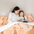 thumbnail image 4 of Castle Fairy Watercolor Giraffe Queen Bedding 7pcs for Boys,Cartoon Animal Bedding Comforter Set Queen,Orange Brown,Reversible, 4 of 7