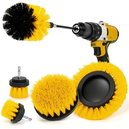 AstroAI Drill Brush Attachment Set 6Pack, Power Scrubber Cleaning Kit for Bathroom Surfaces, Car Detailing, Shower, Yellow