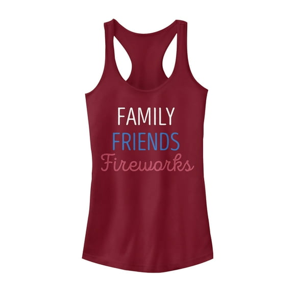 Junior's Lost Gods Fourth of July  Family Fireworks  Racerback Tank Top Scarlet Medium
