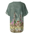 thumbnail image 5 of WXLWZYWL Women's Loose Tops Crewneck Print Tees Short Sleeve T Shirt Blouse Loose Tops Green, 5 of 5