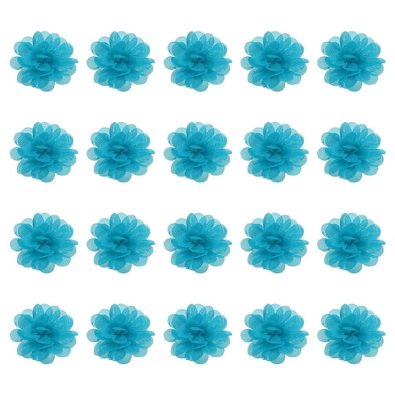 Uxcell Chiffon Flowers, 20Pcs 2" Sewing Fabric Flower Appliques Embellishments for DIY Crafts Clothing Headbands Wedding Party Decoration, Light Blue