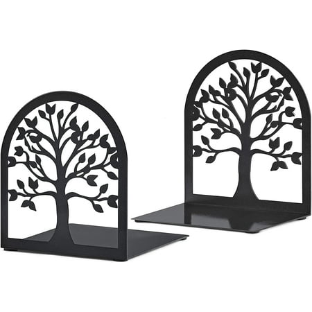Decorative Bookends, Tree of Life Book Ends, Metal Bookends, Black Book