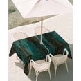 thumbnail image 3 of 54x80 Inch Outdoor Tablecloth with Umbrella Hole Zipper Rectangle Teal Brown Plank Rectangular Tablecloths Outside Waterproof Vintage Chic Shabby Wooden Grain Patio Table Cloth Cover for Picnic Party, 3 of 8