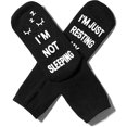 thumbnail image 3 of Unisex Funny Sayings Cotton Socks Novelty I Am Not Sleeping Just Resting My Eyes Letters Hosiery Birthday Santa Gifts, 3 of 10