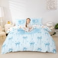thumbnail image 3 of Erosebridal Kawaii Blue D Letter Monogrammed Girl Queen Duvet Cover Set,Girls Children Dreamy Bowtie Love Heart Bedding,Breathable Home Decor,3 Pieces,No Comforter, 3 of 5