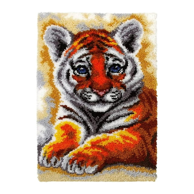 Creative Carpet Making 24 X 16" DIY Teppich Häkelgarn s Latch DIY Rug Making Stickteppich Set Für Erwachsene Anfänger Zu Hause , Tiger