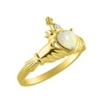 thumbnail image 5 of RYLOS Rings 14K Gold Plated Silver Claddah Love, Loyalty & Friendship Ring Heart 6MM Gemstone & Diamond Claddagh Rings October Opal Jewelry Size 9, 5 of 7