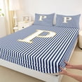 thumbnail image 4 of Erosebridal Fashion Letter P Queen Sheet Sets for Kid, Blue Cartoon Line Bed Set, 4pcs, 4 of 5