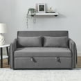 thumbnail image 5 of DEALTOPS 55" Modern Velvet Pull Out Sofa Bed Loveseat Lounge Chaise,Sleeper Sofa Bed with Adjustable Backrest 2 Detachable Arm Pockets - Gray, 5 of 8