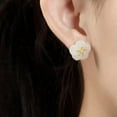 thumbnail image 5 of K-KED Elegant Gold Over 925 Sterling Silver Natural White Jade Flower Stud Earrings, 5 of 5