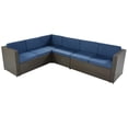 thumbnail image 2 of Loya 9 Piece Patio Sectional Sofa Set with Coffee Table, Rattan Frame, Blue- Saltoro Sherpi, 2 of 6