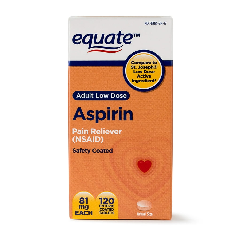 Equate Low Dose Aspirin Enteric Coated Tablets, 81 mg, 120