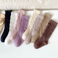 thumbnail image 5 of Girls Crew Socks Ribbed Knit Slouch Mid Calf Sock Solid Color Soft Cotton Breathable School Uniform Socks*1pc, 5 of 6