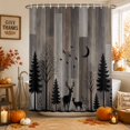 thumbnail image 2 of Wild Deer Shower Curtain Set - Small 36" x 72" Washable Bathtub Curtain with 12 Hooks, Farmhouse Forest Trees Wood Grain Brown Waterproof Fabric Stall Shower Curtains for Bathroom/Bathtub Décor, 2 of 8