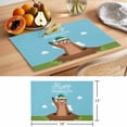 thumbnail image 6 of Happy Groundhog Day Placemats Set of 12 Cartoon Ground Hog Hole Blue Sky Country Place Mats Indoor Wipeable Table Mats Washable Dining Table Placemats for Kitchen Holiday Party Home Decor 13x19 Inch, 6 of 9