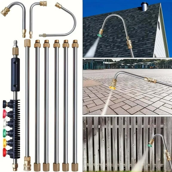 2024 New - 4000 PSI Retractable High Pressure Wand Set Of 10 For Gutters Roof Drains And Wall Cleaning