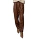 thumbnail image 1 of Pantalones de mujer de cuero sintético con cinturón elástico - Pantalones largos ajustados de color liso con bolsillos, poliéster, S-XXL, 1 of 5
