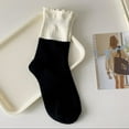 thumbnail image 1 of Zhuge 3 pares de calcetines finos de algodón para mujer, calcetines de algodón suave para mujer por encima del tobillo (negro), 1 of 2