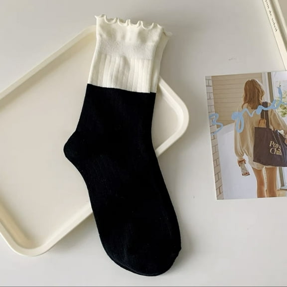 ERDOUY 3 Pairs Women's Thin Cotton Socks,Soft Cotton Bootie Socks Women Above Ankle Crew Socks (PBlack)