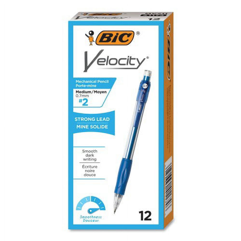 BIC Velocity Original Mechanical Pencil, 0.7 mm, HB , Black Lead, Blue Barrel, Dozen, Each