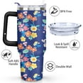 thumbnail image 3 of Navy Blue - Flowers 40oz Stainless Steel Vacuum Insulated Tumbler with Lid and Straw for Water Iced Tea Coffee Smoothie and More, 3 of 7