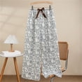 thumbnail image 2 of Tnhcen Women's Summer Pajama Pants Heart Print, Brown Bowknot Loose Lightweight Polyester Lounge Pants Free Size Home Wear, 2 of 5