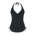 thumbnail image 4 of Hilor Womens Plunging V Neck Halter Swim Tops Shirred Tankini Top, 4 of 5