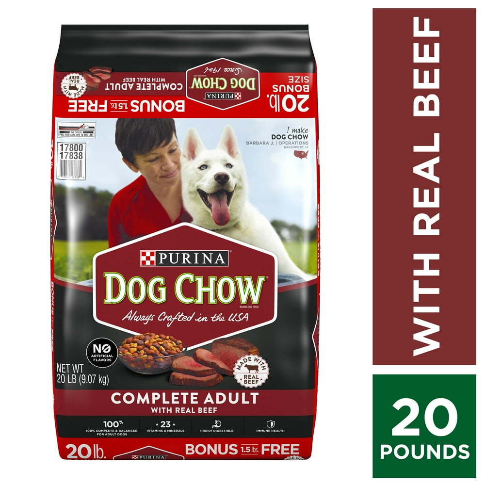 Purina Dog Chow Dry Dog Food, Complete Adult With Real Beef, 20 lb. Bag