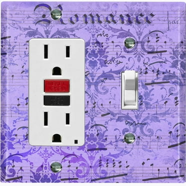 Metal Light Switch Plate Outlet Cover Purple Music Sheet Wallpaper Damask MUS003
