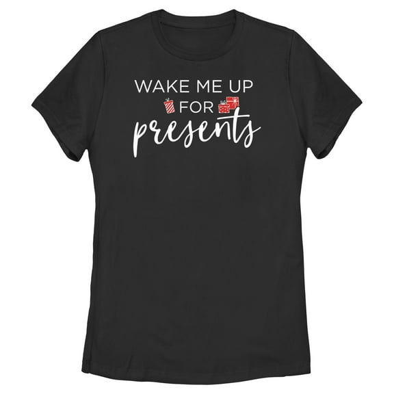 Women's Lost Gods Wake Me up for Presents  Graphic Tee Black X Large
