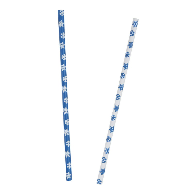 Snowflake Holiday Paper Straws, 10-Count