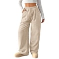 thumbnail image 2 of Endives Women's Sweatpant Wide Leg Pants Corduroy High Waist Barrel Pants Comfy Baggy Sweatpants Beige, 2 of 7